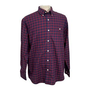 Orvis Men's Size L Blue Red Checkered Button Up Shirt Long Sleeve Button Pocket
